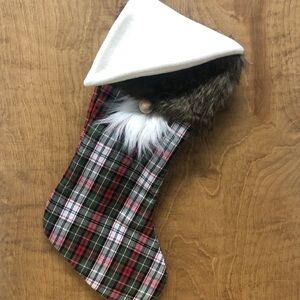 Gnome Stocking Christmas Plaid Green Red White Gift Classic Farmhouse